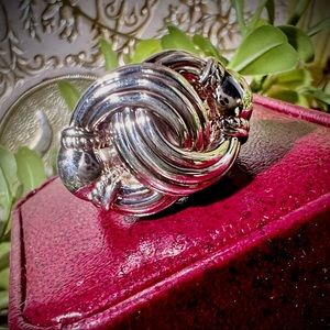 Designer Solid 925 Sterling Silver Large Statement Ring intertwining circles